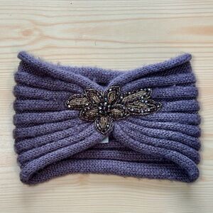 C.C. Exclusives Knit Headband Ear Warmer | Purple Beaded Embellished